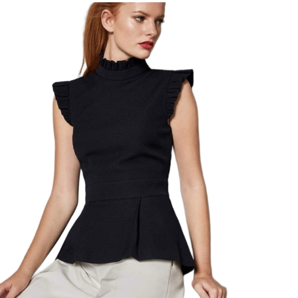 Ted Baker Black bubbl  Ruffled Blouse